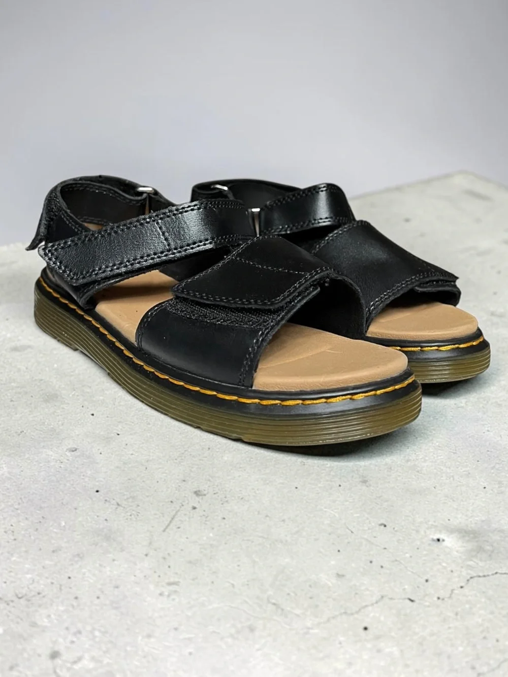 🌻NEW w/tag Dr. Martens Romi J Sandals Black Leather Adjustable Youth US 3 EU 34